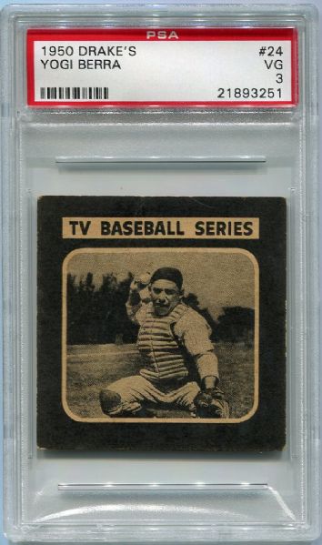 1950 Drakes #24 Yogi Berra PSA 3