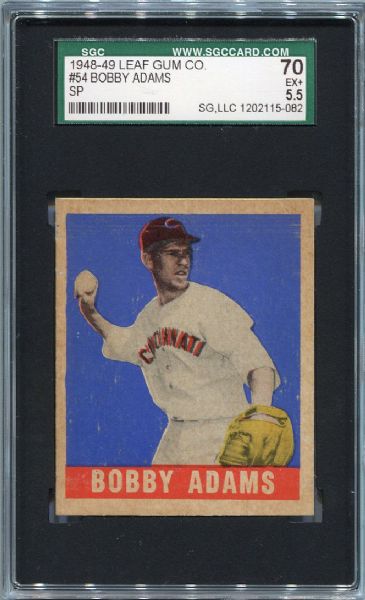 1948-49 Leaf #54 Bobby Adams SP SGC 70 Only One Graded Higher