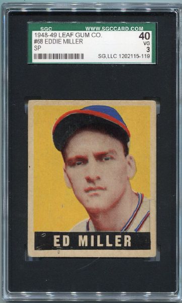 1948-49 Leaf #68 Eddie Miller SP SGC 40