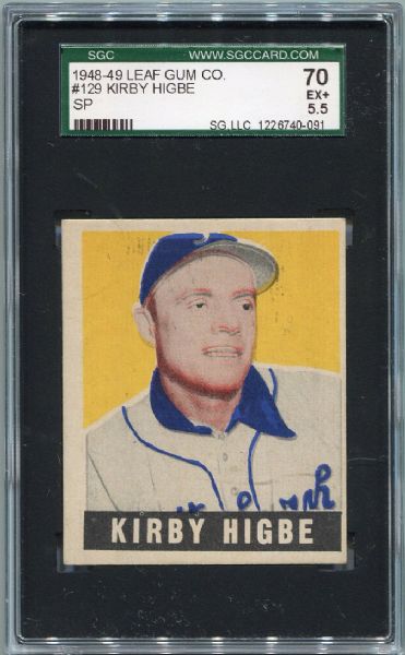 1948-49 Leaf #129 Kirby Higbe SP SGC 70
