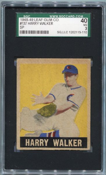1948-49 Leaf #137 Harry Walker SP SGC 40