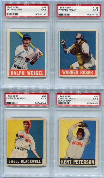 1948-49 Leaf Lot of 4 PSA 5s & One Raw Card