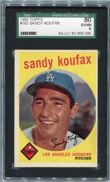 1959 Topps #163 Sandy Koufax SGC 80