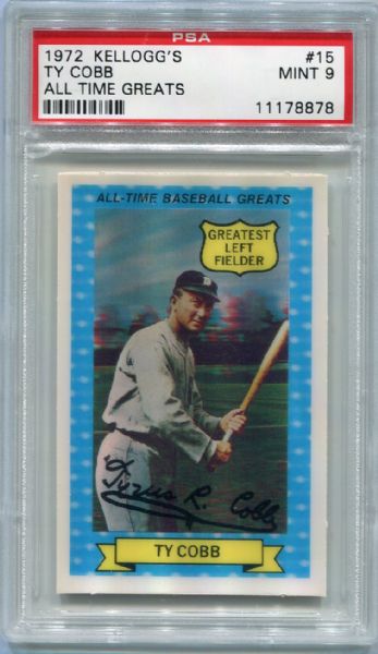 1972 Kelloggs 3D All Time Greats #15 Ty Cobb PSA 9