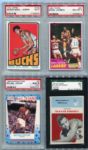Lot of 4 Basketball Cards 1961-1981 All Graded Jordan-Johnson-Jabbar-Embrey