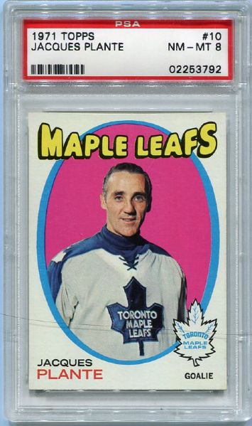 1971 Topps Hockey #10 Jacques Plante PSA 8