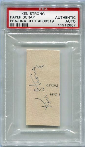 Football HOFer Ken Strong Autographed Cut PSA/DNA Authentic