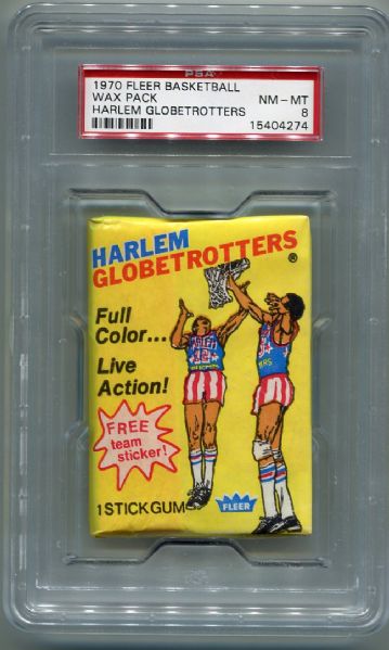 1970 Fleer Basketball Harlem Globetrotters Unopened Wax Pack PSA 8