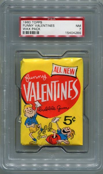 1960 Topps Funny Valentines Unopened Wax pack PSA 7