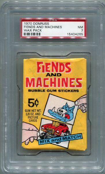 1970 Donruss Fiends and Machines Unopened Wax Pack PSA 7