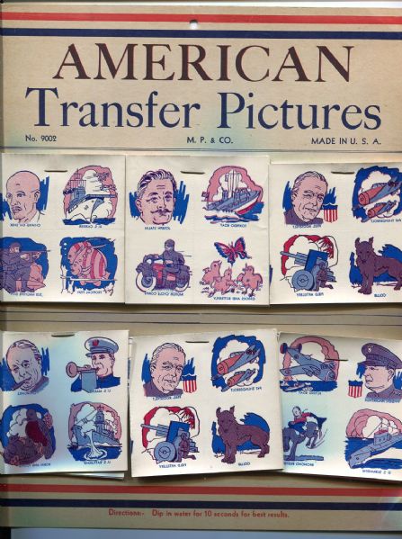 1940s M. P. & CO. American Transfer Pictures Store Board and Envelope