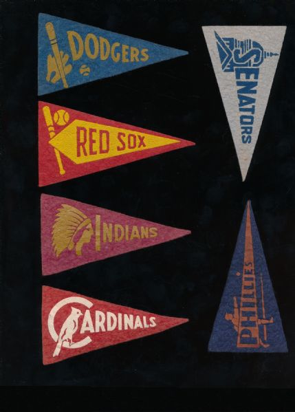 BF3 1937-1938  Red Ball Sales Pennants (7) Very high grade - Near Mint  w/Wrapper 