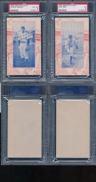 1940 Crowleys Milk High Grade (2) Bianco PSA 4 & Reid PSA 5