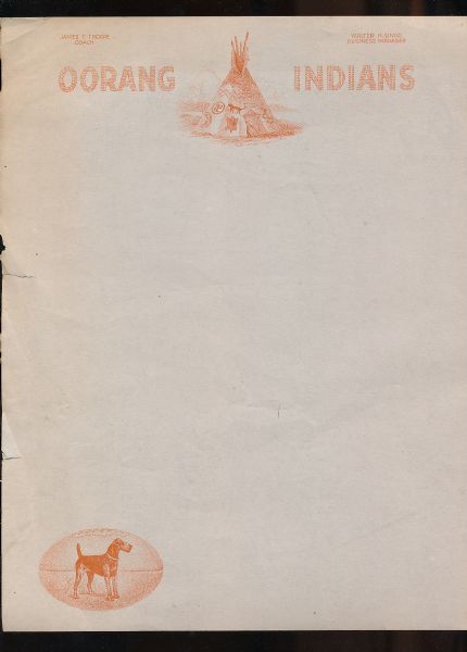 1922-1923 Jim Thorpe Letterhead from Oorang Indians (super rare)