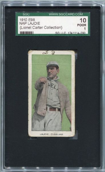 E98 Nap Lajoie Green Background Lionel Carter Collection SGC 10