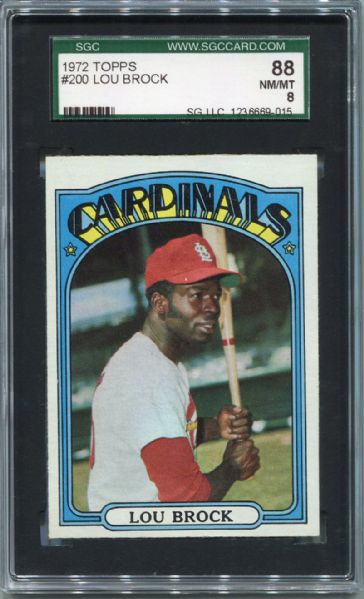 1972 Topps #200 Lou Brock SGC 88