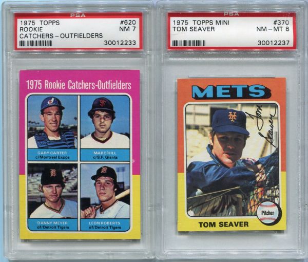 1975 Topps Baseball #620 Carter RC PSA 7 & Mini #370 Tom Seaver PSA 8