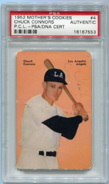 1952 Mothers Cookies #4 Chuck Connors Autographed PSA/DNA Certified Authentic