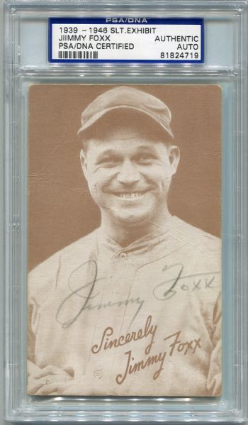 Jimmy Foxx Autographed 1939-46 Exhibit card PSA/DNA Certified Authentic