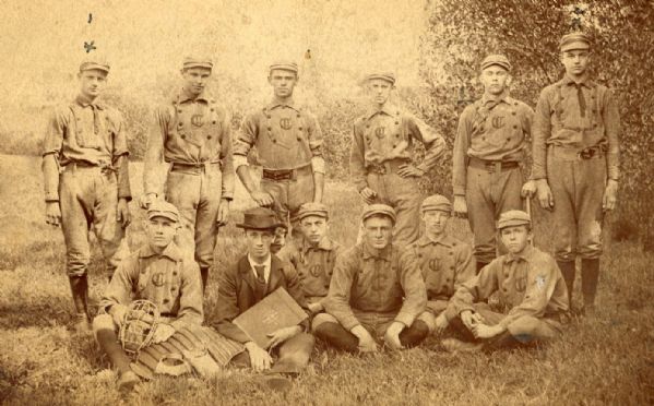 1890 Baseball Team Cabinet Photo- Spotted Tie, Bibs etc.... Hingham Center, Mass. 