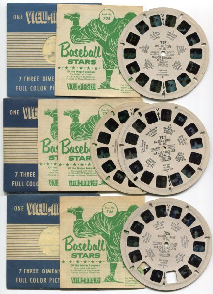 1950s Viewmaster Lot of 4 Baseball Reels With Envelopes and Pamphlets