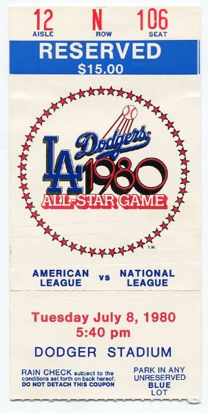 1980 All-Star Game Ticket Stub