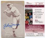 Johnny Mize Signed Exhibit Card JSA Authenticated