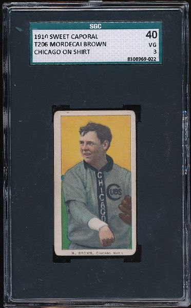 T206 Mordecai Brown - Throwing - Sweet Caporal 350 Series SGC 40