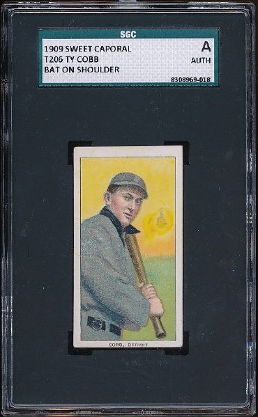 T206 Ty Cobb- Bat On Shoulder- Sweet Caporal 150 Series  SGC AUT