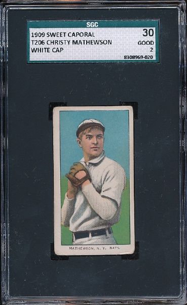 T206 Mathewson White Cap- Sweet Caporal 150 Factory 649 Overprint  SGC 30