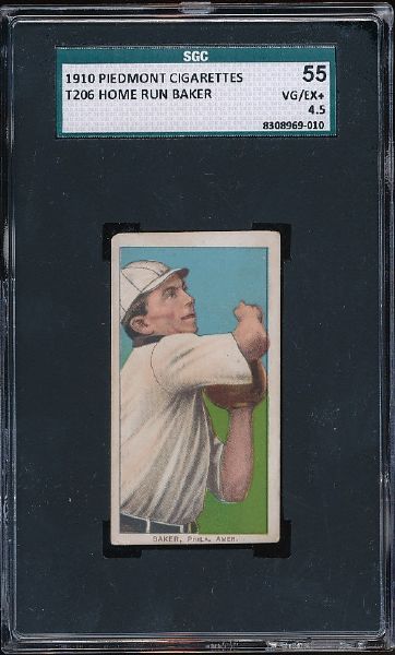 T206 Home Run Baker Throwing Piedmont 350 Subjects SGC 55