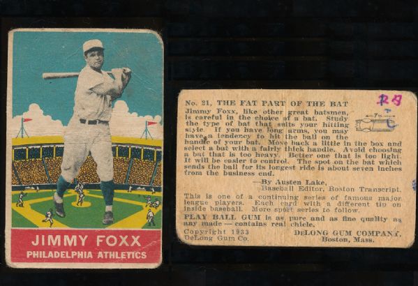 1933 R333 Delong Jimmy Foxx