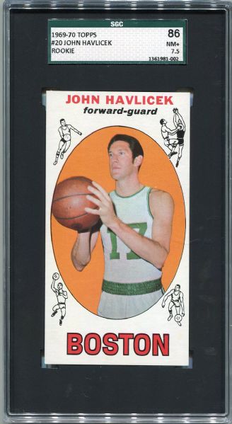 1969-70 Topps Basketball #20 John Havlicek Rookie Card SGC 86
