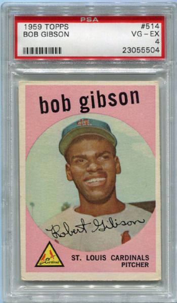1959 Topps #514 Bob Gibson Rookie Card PSA 4