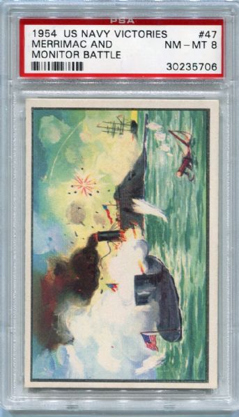 1954 Bowman U.S. Navy Victories #47 PSA 8