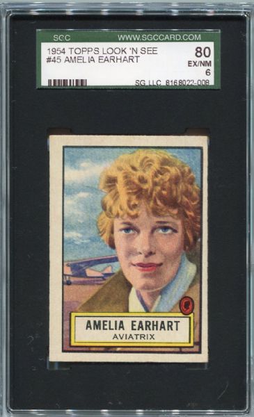 1954 Topps Look N See #45 Amelia Earhart SGC 80