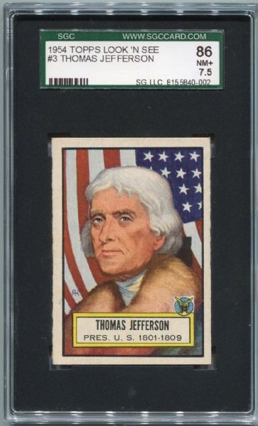 1954 Topps Look N See #3 Thomas Jefferson SGC 86