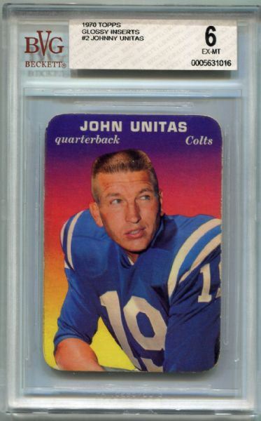 1970 Topps Glossy #2 Johnny Unitas BVG 6
