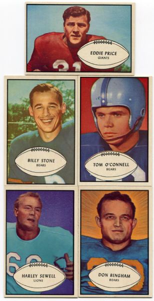1953 Bowman Football Lot of 5 Different Pack Fresh