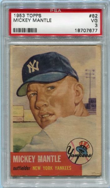 1953 Topps #82 Mickey Mantle PSA 3