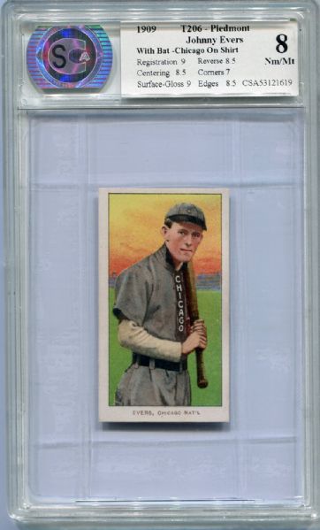 T206 Johnny Evers With Bat Chicago On Shirt CSA 8
