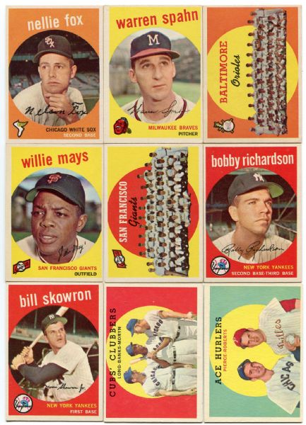 1959 Topps Baseball Partial Set 235 Different Plus 71 Dupes W/High Numbers EX-NRMT