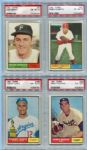 1961 Topps Baseball Lot of 94 Different Plus 4 Dupes Inc. Many Stars & High Numbers Exmt-Nrmt/Mt