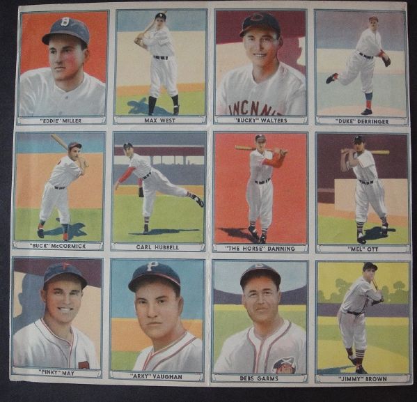 1941 Playball Paper Sheet #1-12