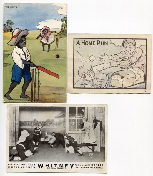3 Item Baseball Related Postcards and Trade card