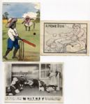 3 Item Baseball Related Postcards and Trade card