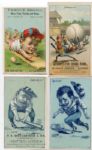 1880s Lot of 4 Different Baseball Themed Trade Cards