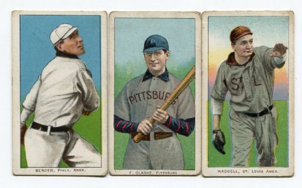 T206 Lot of 3 Different HOFers Bender, Clarke & Waddell