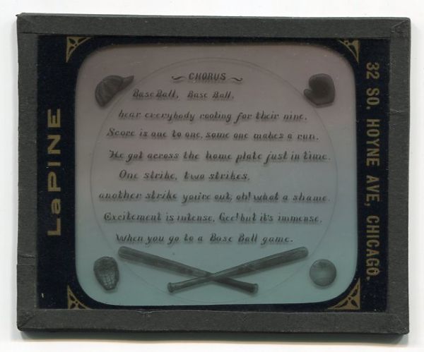 Magic Lantern Slide LaPine Chicago Illinois Baseball Song