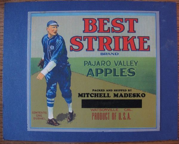Best Strike Brand Apples Baseball Theme Label